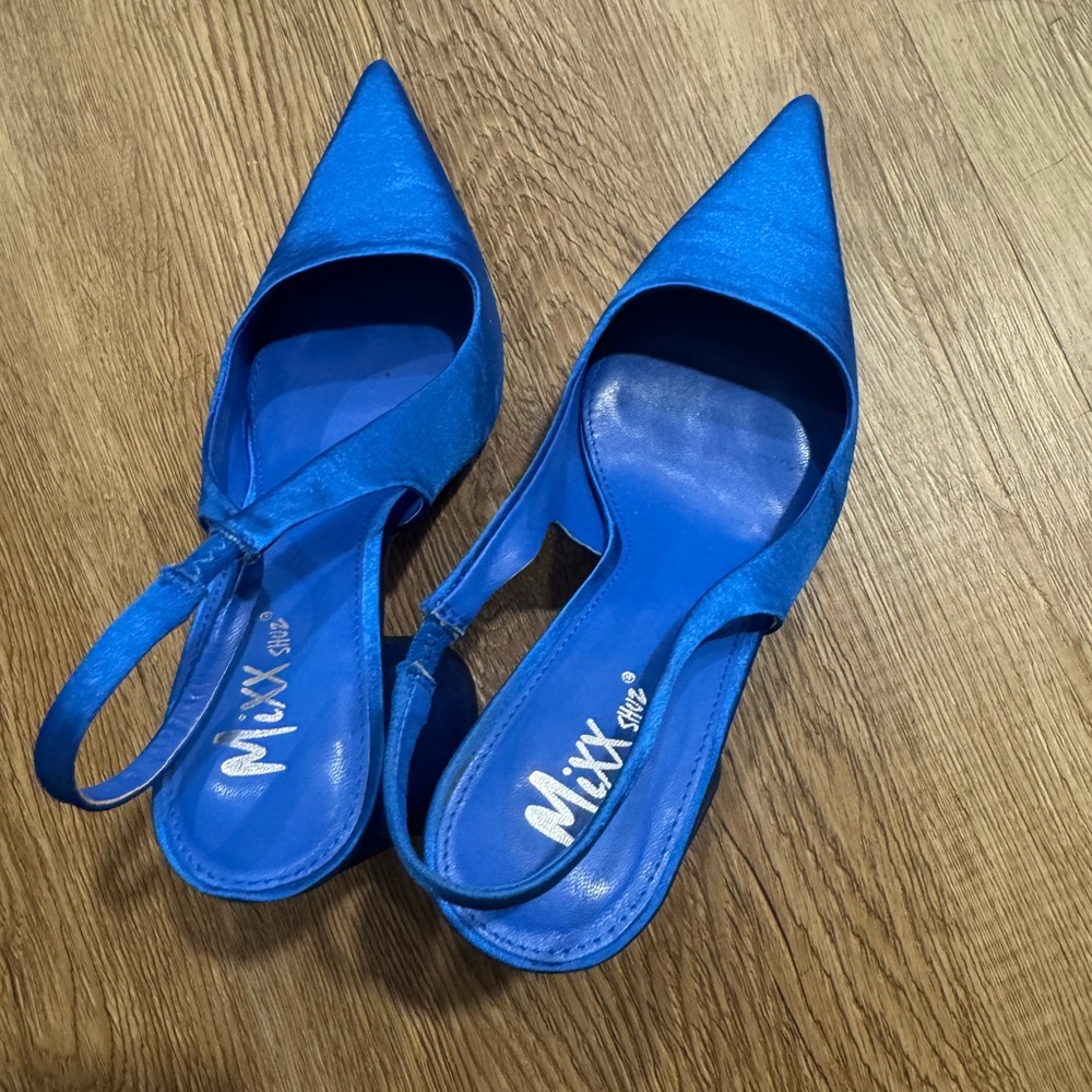 Mixx Shuz Blue Women's Slingback Heels - Picture 4 of 7